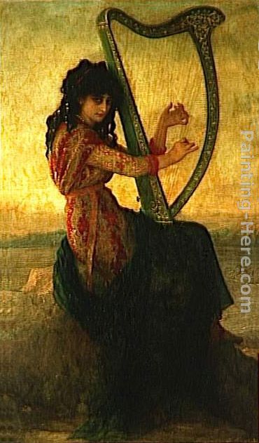 Muse en Dalmatique Jouant de la Harpe painting - Antoine Auguste Ernest Hebert Muse en Dalmatique Jouant de la Harpe art painting